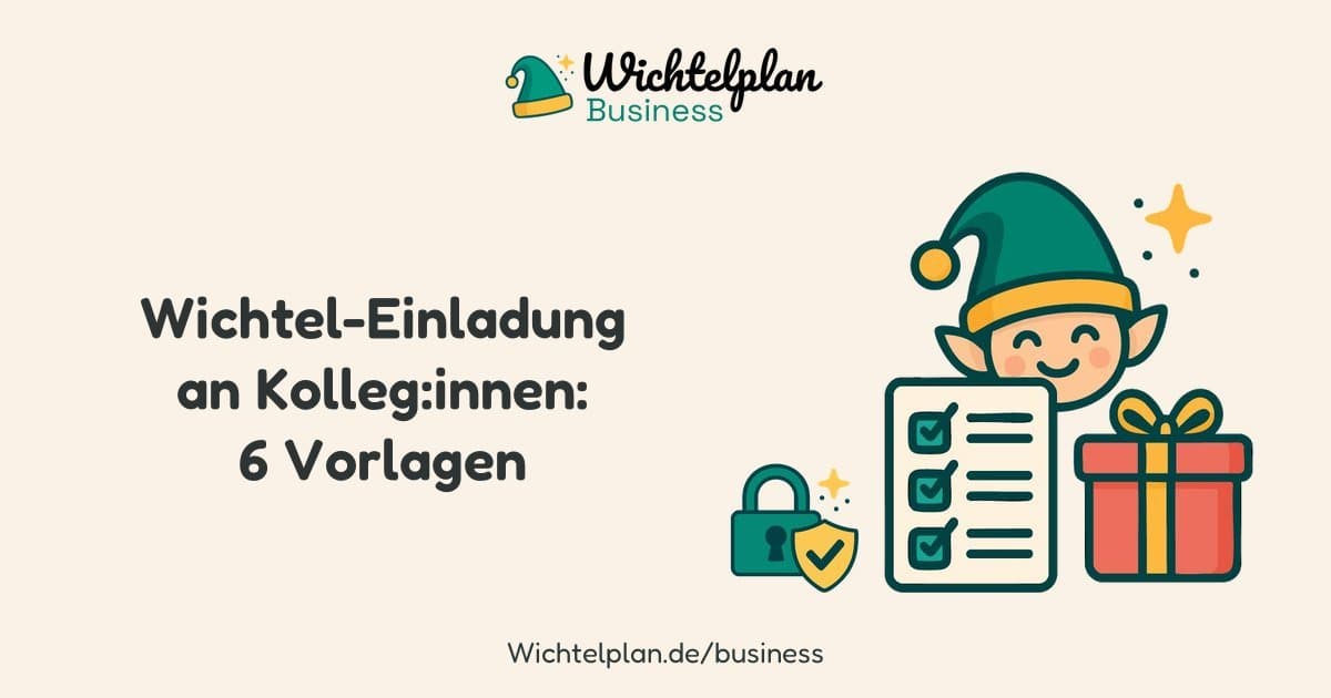 Wichteln-Einladung an Kolleg:innen: 6 Vorlagen zum Kopieren
